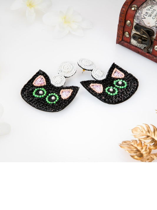 Billo Rani Black Beaded Earrings