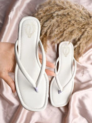 Open Toe Solid White Flats For Women & Girls