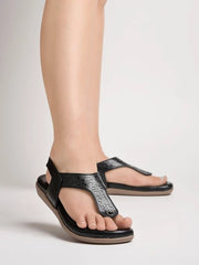 Slingback Black Flat Sandals For Women & Girls