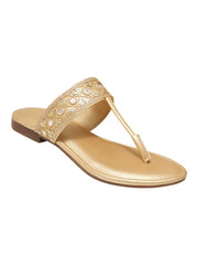 Sheesha Golden Kolhapuri Flats For Women & Girls