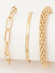 Set of 3 Gold Plated Designer Bracelet