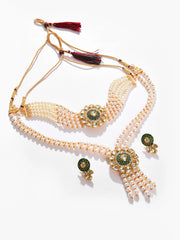 Gold Plated Pearls Necklace, Choker and Earrings