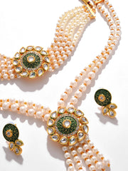 Gold Plated Pearls Necklace, Choker and Earrings