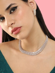 Gold Plated Party Designer Stone Necklace and Earring Set