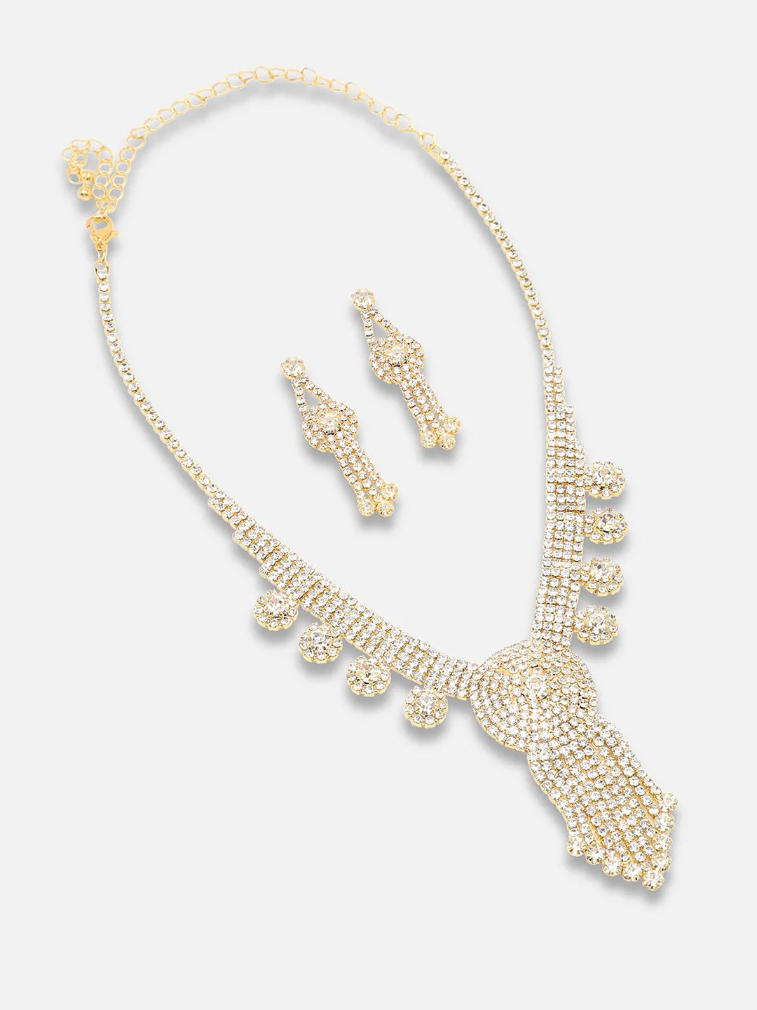 Gold Plated Party Designer Stone Necklace and Earring Set