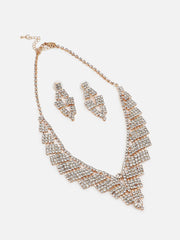 Gold Plated Party Designer Stone Necklace and Earring Set