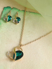 Gold Plated Party Designer Stone Necklace and Earring Set