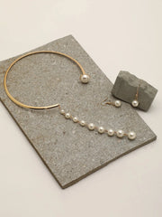 Gold Plated Pearls Necklace and Earring Set