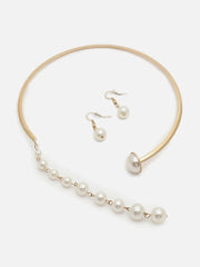 Gold Plated Pearls Necklace and Earring Set