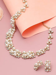 Gold Plated Pearls Necklace and Earring Set