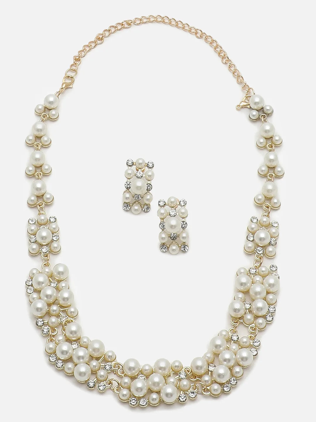 Gold Plated Pearls Necklace and Earring Set