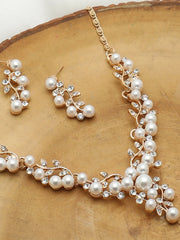 Gold Plated Pearls Necklace and Earring Set