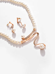 Gold Plated Pearls Necklace and Earring Set