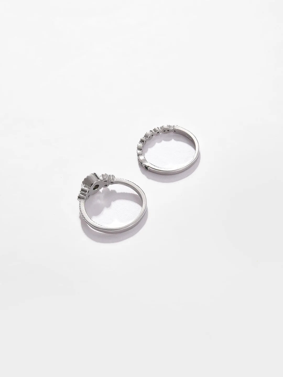 Pack of 2 Silver Plated Designer Stone Ring