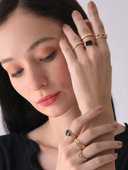 Pack of 6 Gold Plated Designer Stone Ring