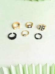 Pack of 6 Gold Plated Designer Ring