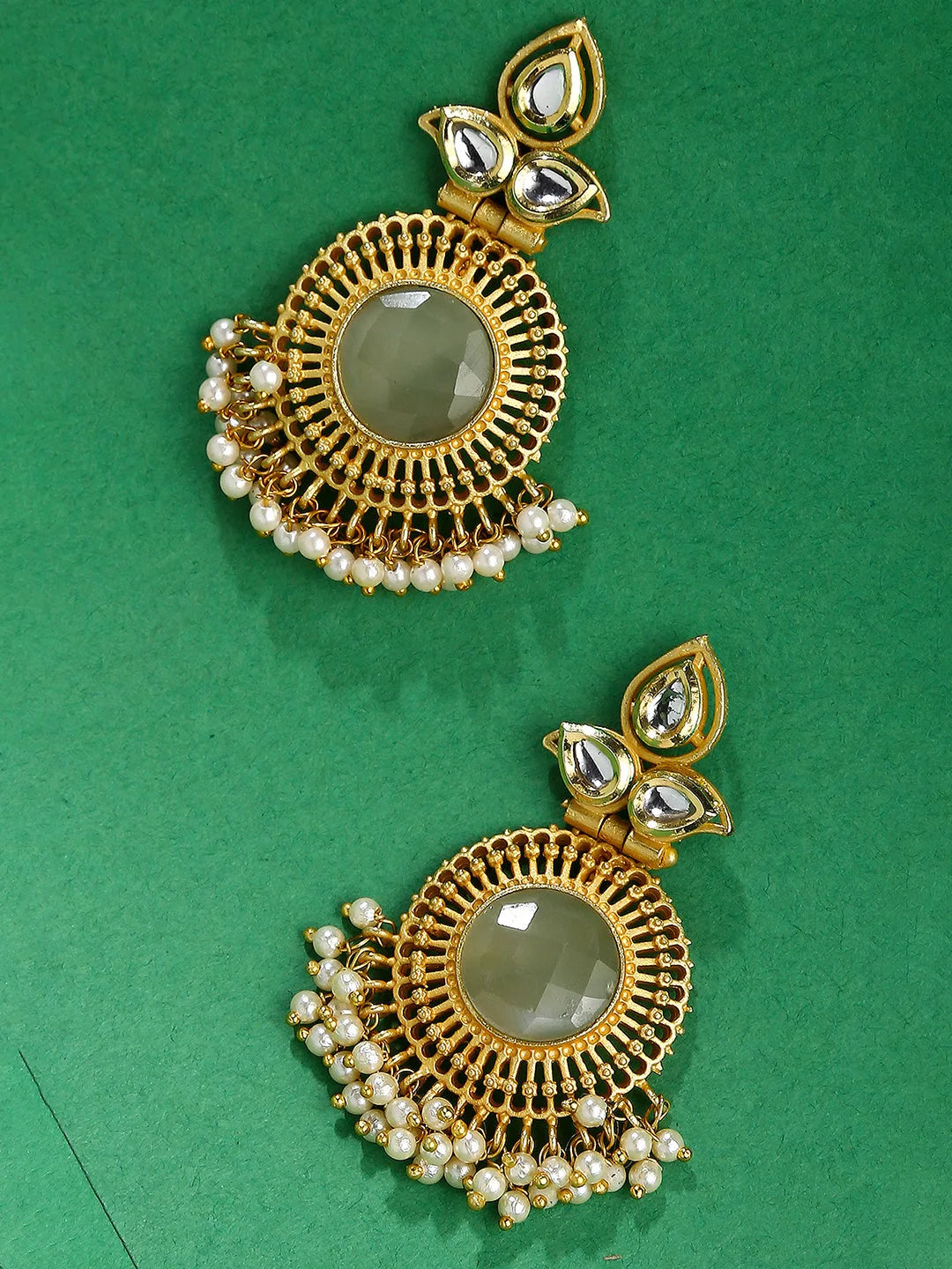 Gold-Plated Kundan Stone Bali