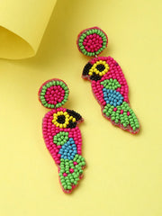 Parrot Shaped Beaded Drop Earrings