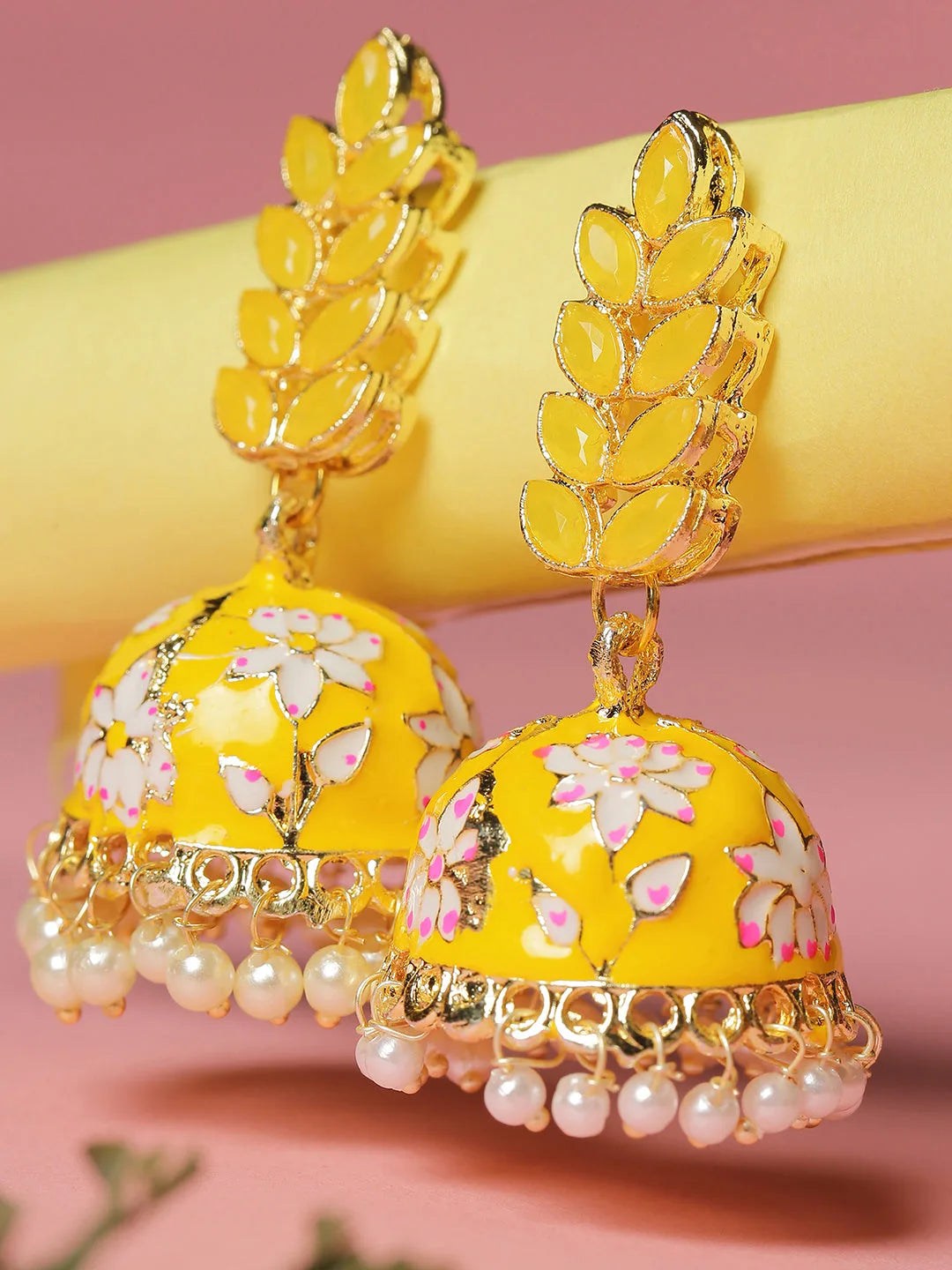 Gold-Plated Meenakari Jhumkas