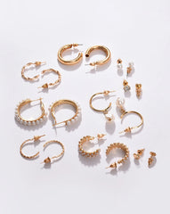 Pack of 18 Gold Plated Pearls Hoop Earring