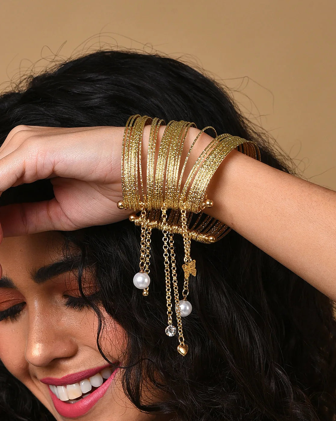 Gold Plated Pearl Cuff Bracelet