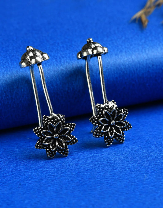 Silver Plated Floral Drop Earring