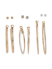 Pack of 6 Gold Plated Trendy Hoop Earrings