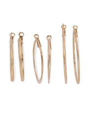 Pack of 6 Gold Plated Trendy Hoop Earrings