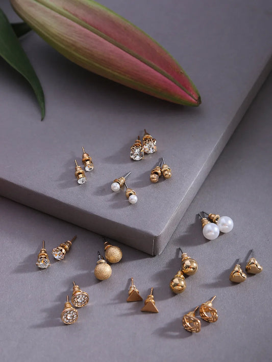 Pack of 12 Gold Plated Designer Studs