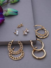 Pack of 3 Gold Plated Trendy Earrings