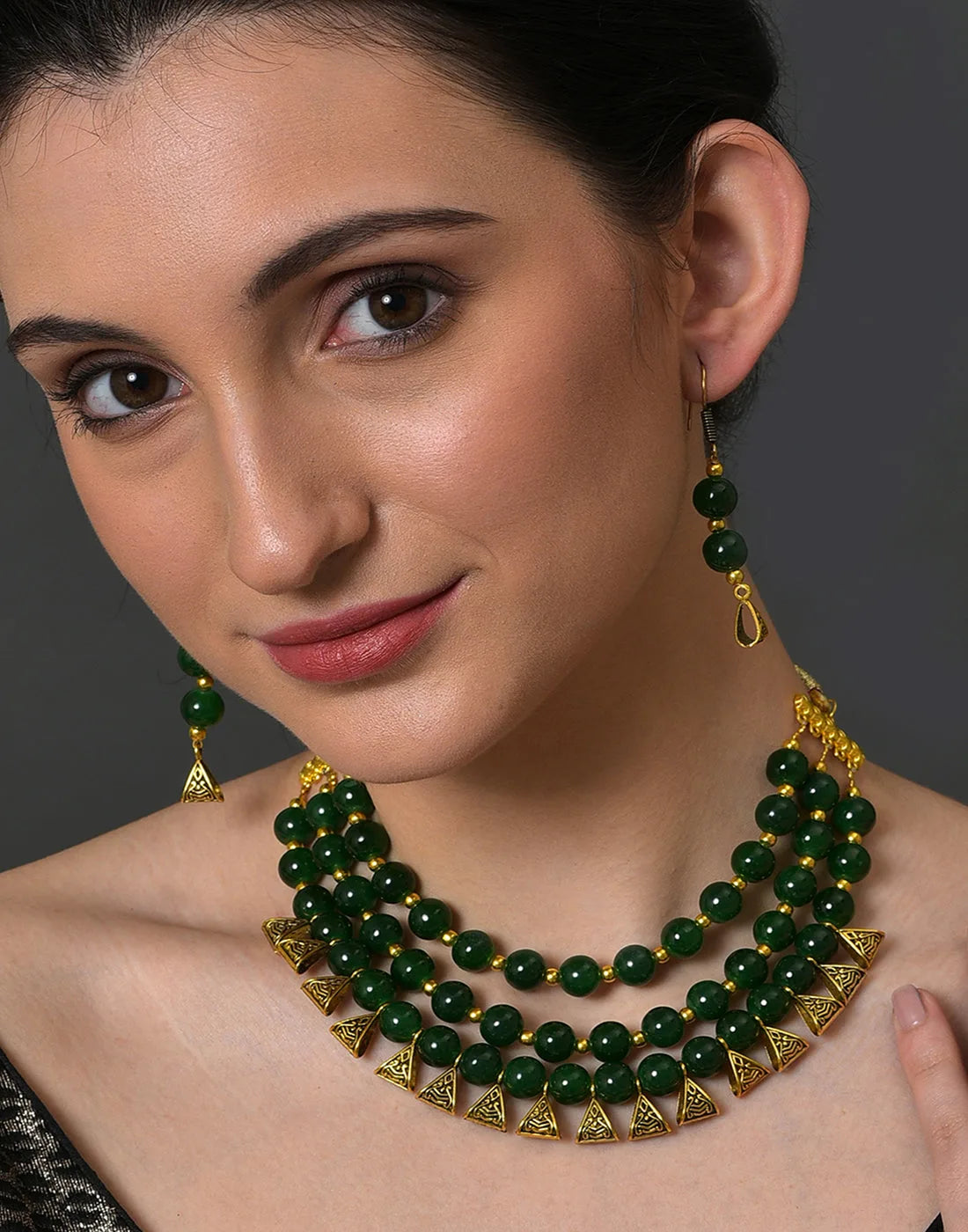 Gold Plated Stone Designer Necklace Set