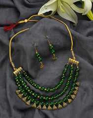 Gold Plated Stone Designer Necklace Set