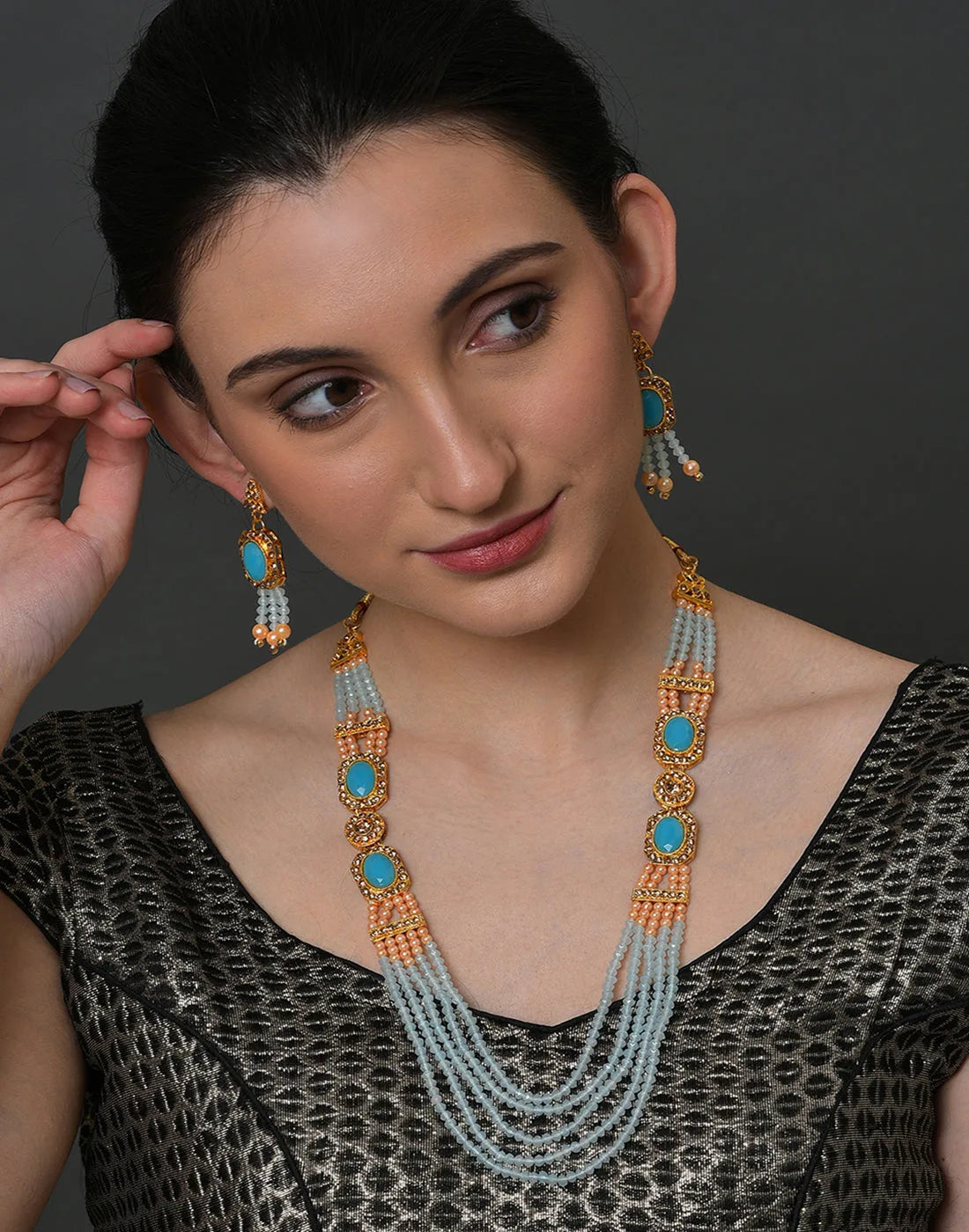 Gold Plated Stone Designer Necklace Set