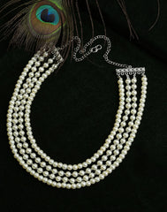 Pearl Beaded Silver Plated Necklace