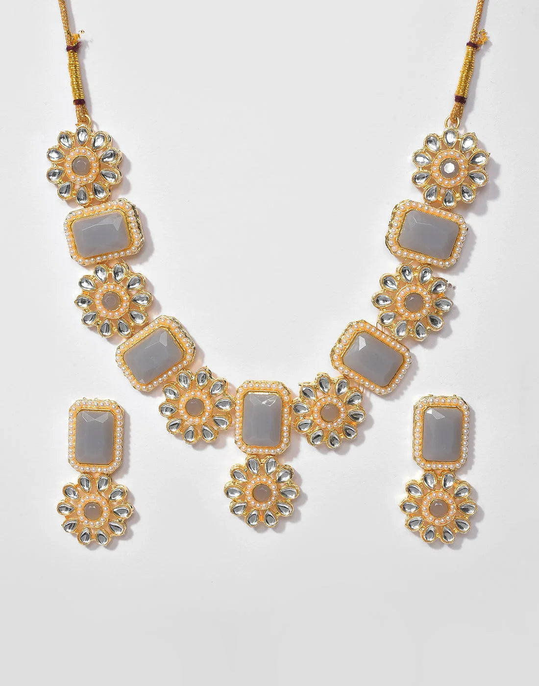 Gold Plated Stone Designer Necklace Set