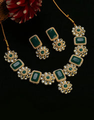 Gold Plated Stone Designer Necklace Set