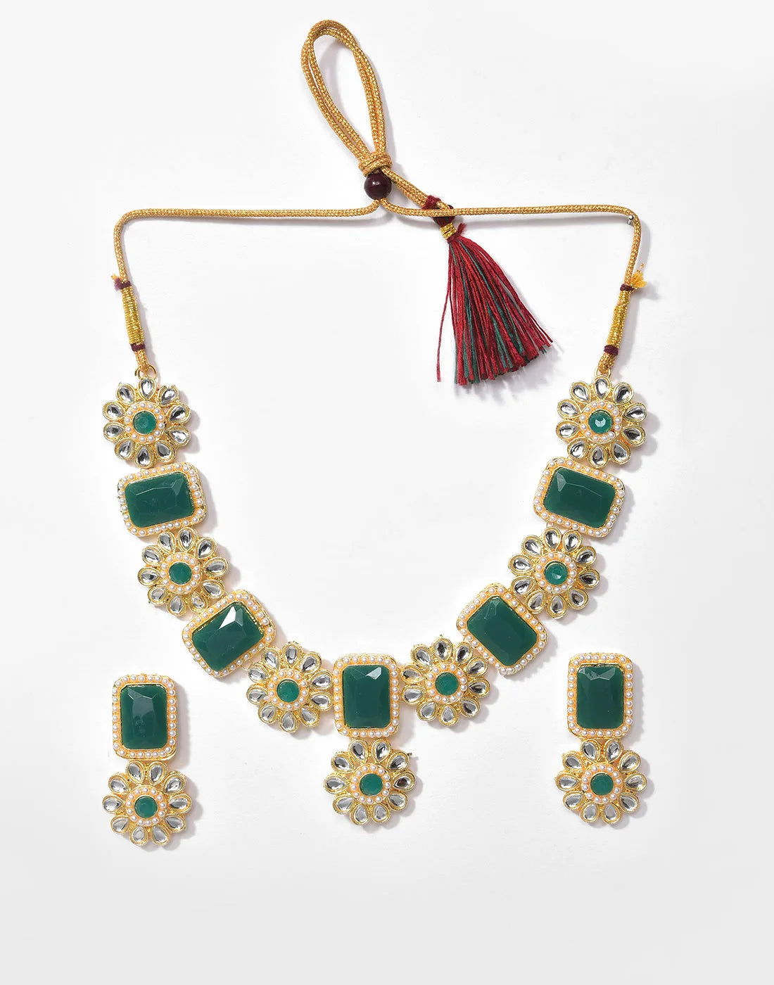 Gold Plated Stone Designer Necklace Set