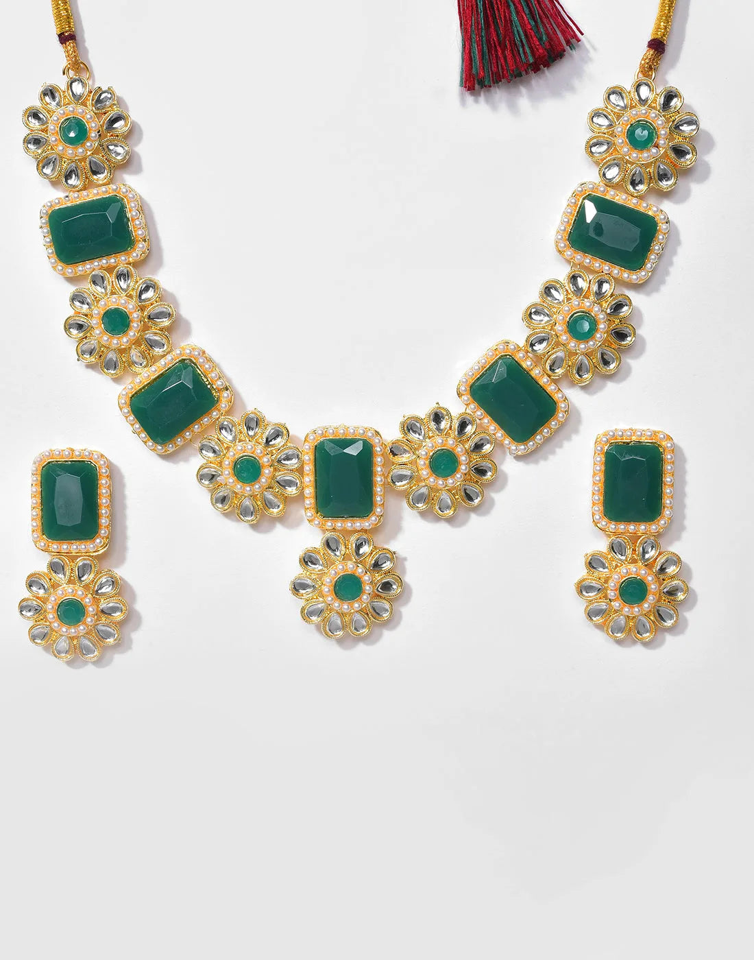 Gold Plated Stone Designer Necklace Set