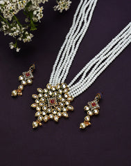 Kundan Beads Gold Plated Necklace Set