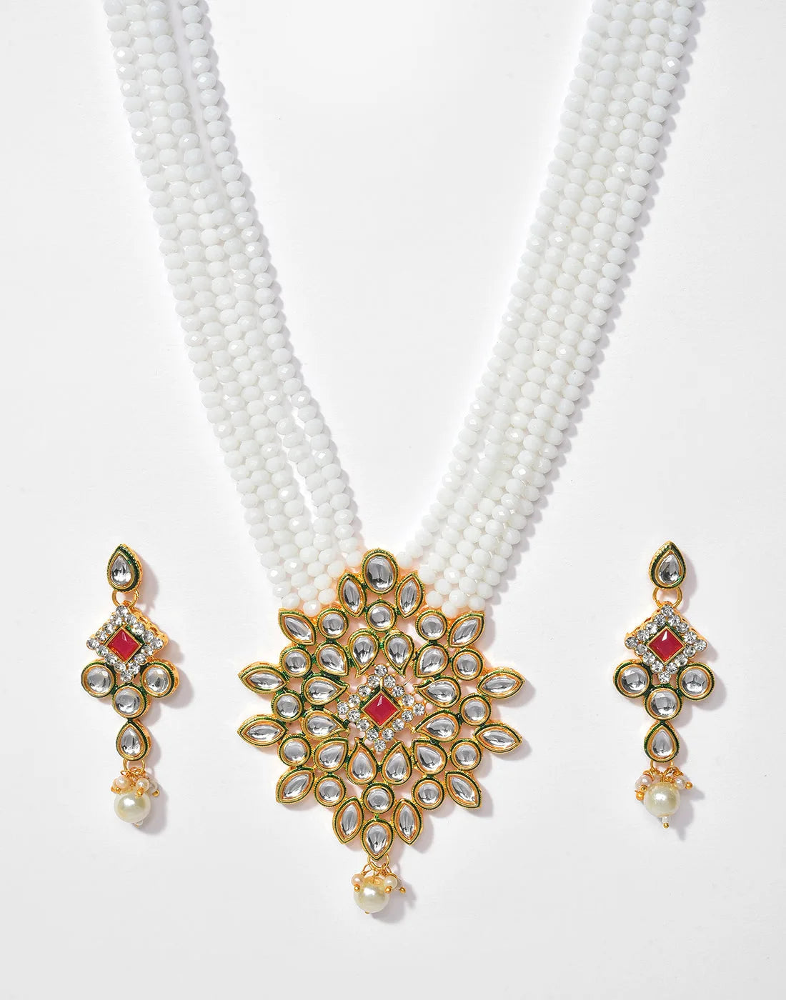 Kundan Beads Gold Plated Necklace Set