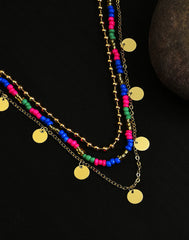 Pack of 3 Gold Plated Beaded Necklace