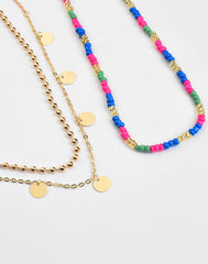 Pack of 3 Gold Plated Beaded Necklace