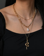 Pack of 3 Gold Plated Snake Shaped Necklace