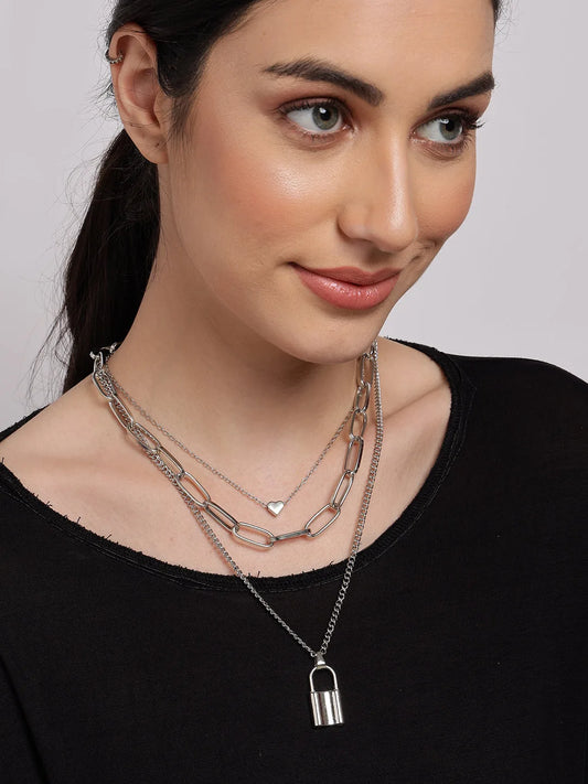 Pack of 3 Silver Plated Trendy Zirconia Chain