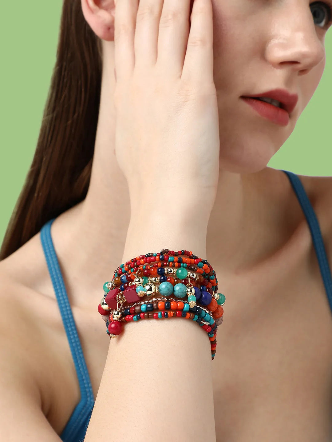 Set of 9 Trendy Beaded Casual Bracelet