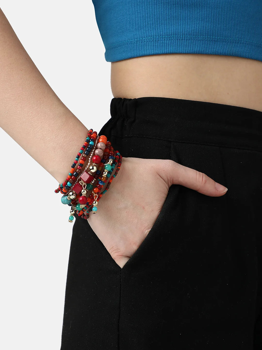 Set of 9 Trendy Beaded Casual Bracelet