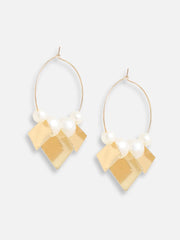 Gold Plated Pearls Party Hoop Earring