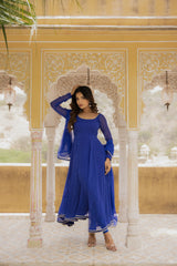 VAANI ROYAL BLUE BANDHANI ANARKALI SET