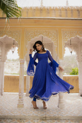 VAANI ROYAL BLUE BANDHANI ANARKALI SET