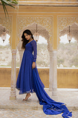 VAANI ROYAL BLUE BANDHANI ANARKALI SET